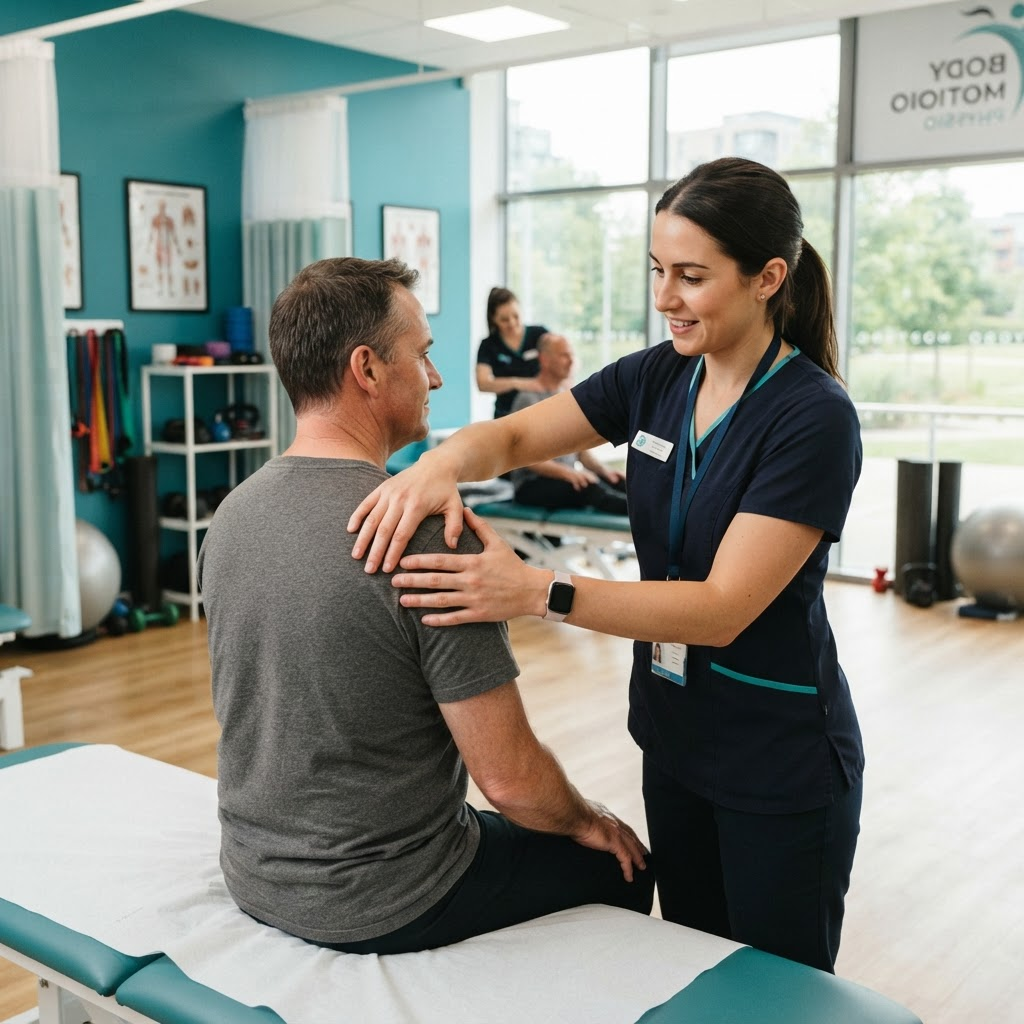 Physiotherapist consulting with a patient